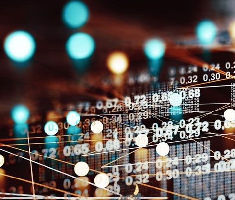 Data volume analysis and computer science industry illustration