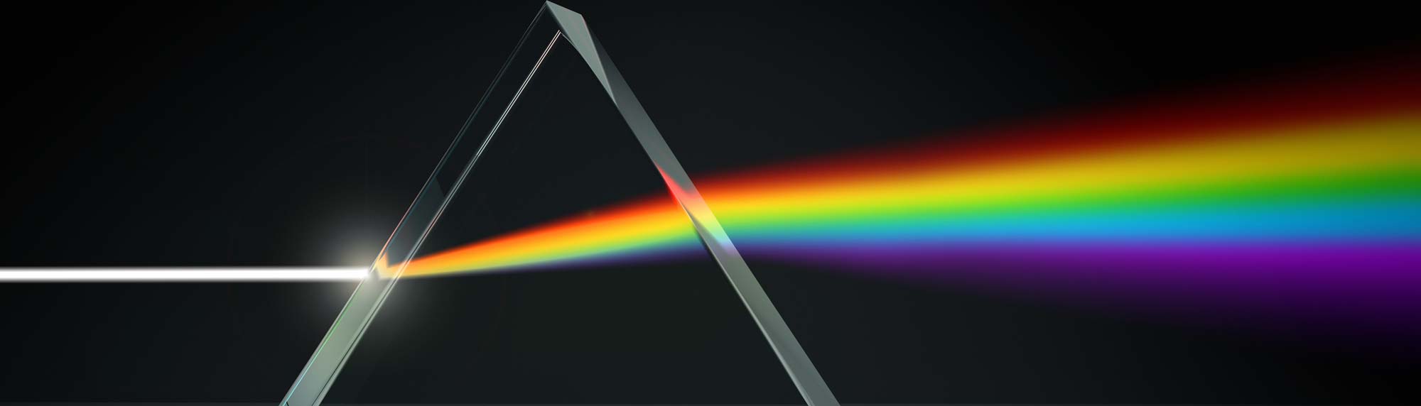 Rainbow colours reflecting from a prism