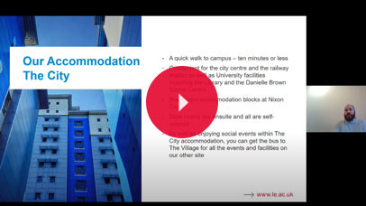 Slide from a PowerPoint presentation, showing info about city accommodation