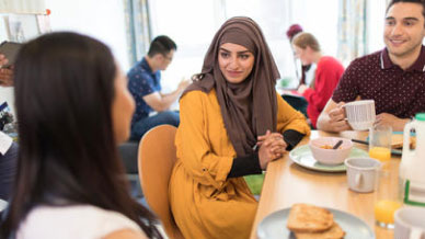 Students in a cafe