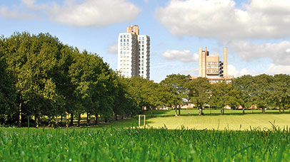 view of campus from victoria park